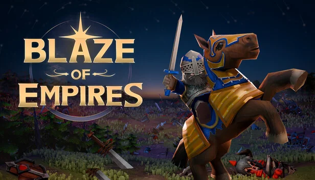 Blaze of Empires key art: a knight on a rearing horse